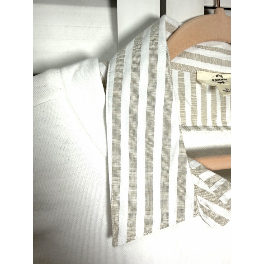 Entro Out For Fun Sand Striped Pleated Ruffle Shirt Dress Women's Size Large - Picture 7 of 14
